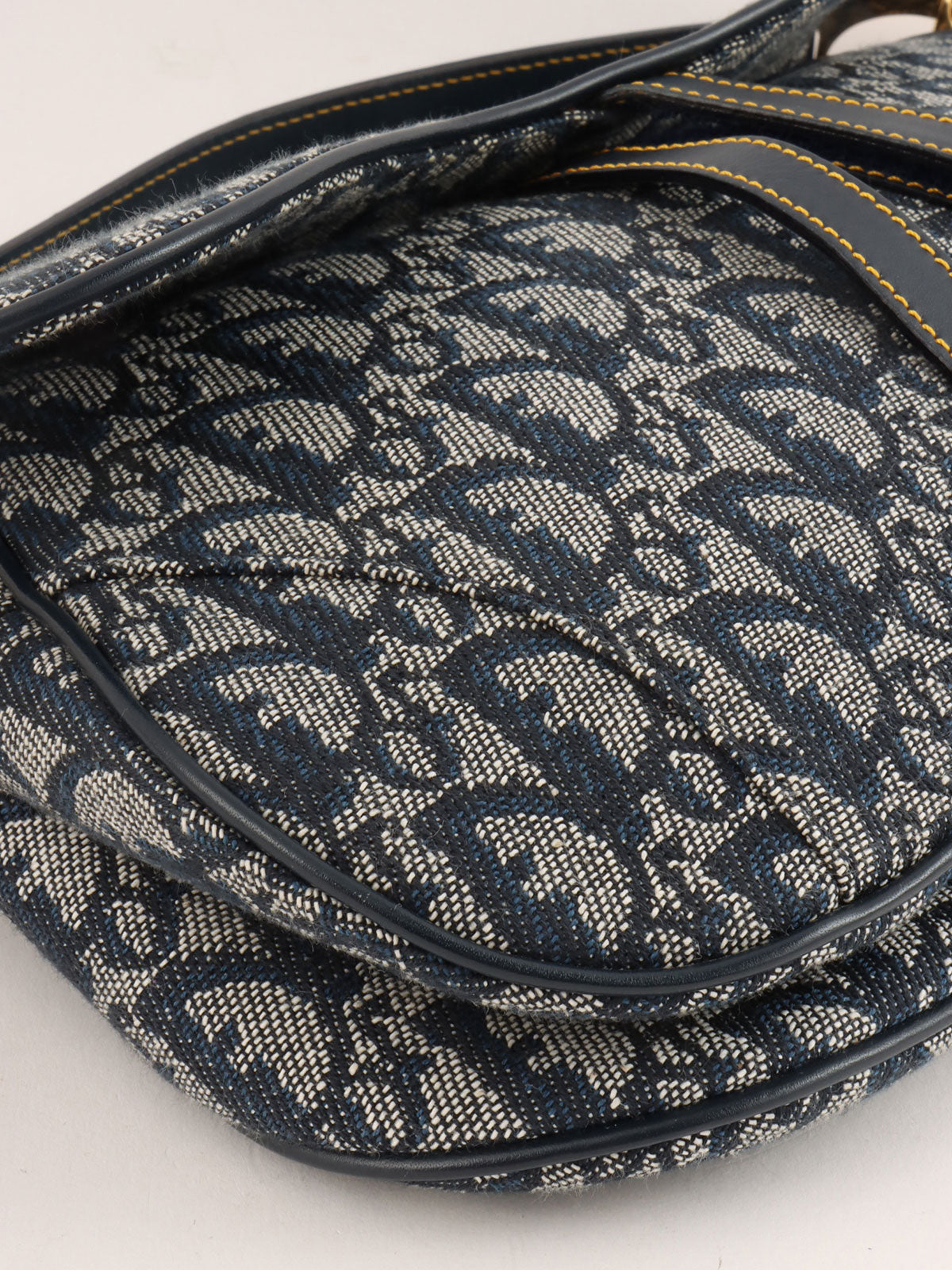 Trotter Pattern Double Saddle Bag Navy