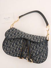 Trotter Pattern Double Saddle Bag Navy