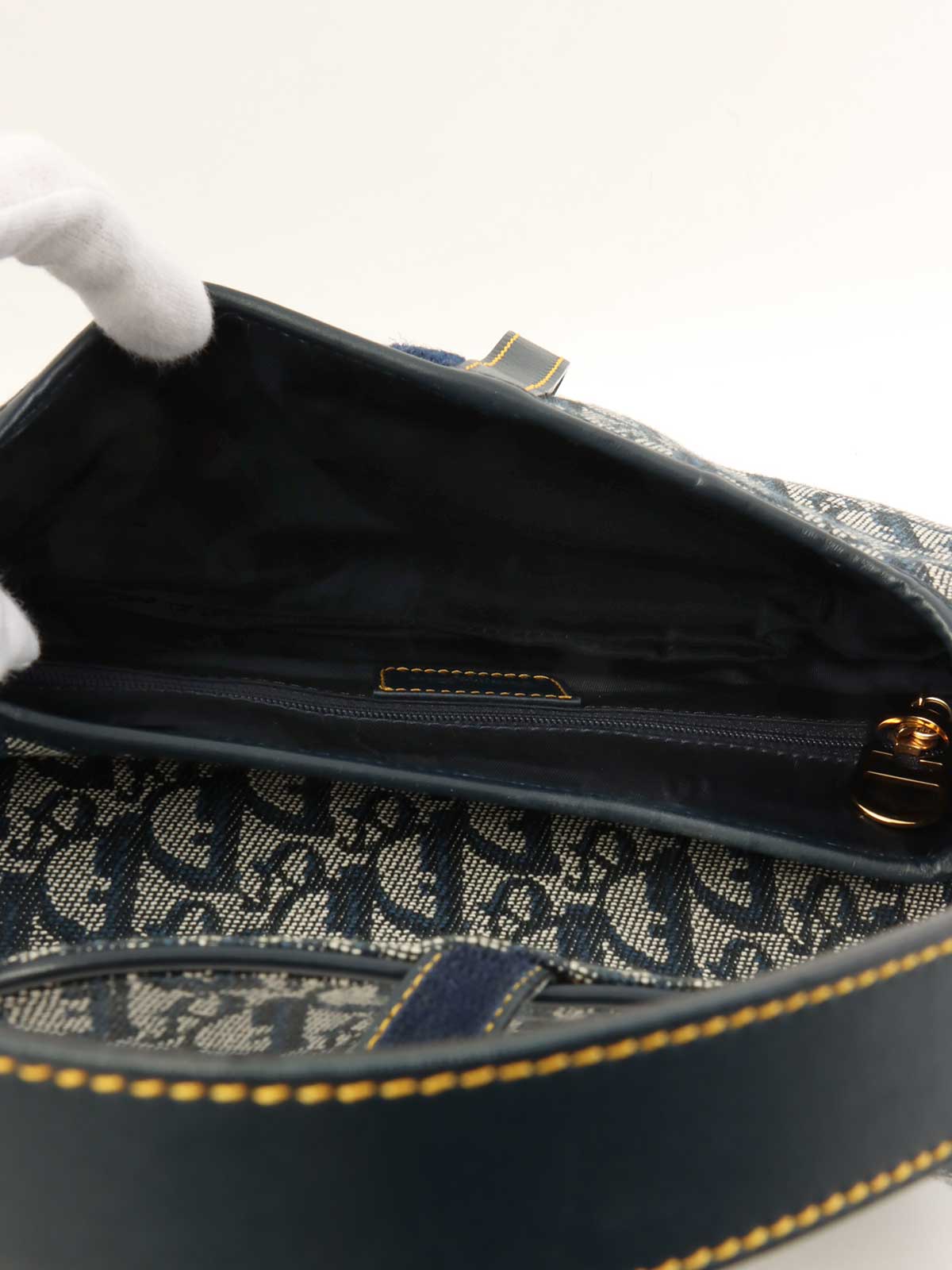 Trotter Pattern Double Saddle Bag Navy