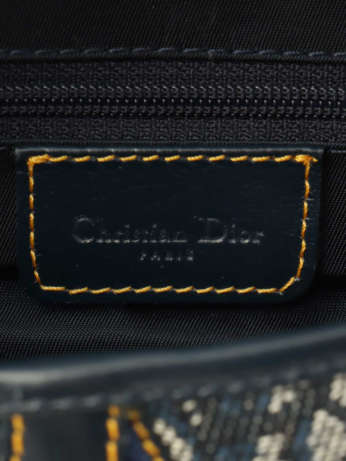 Trotter Pattern Double Saddle Bag Navy