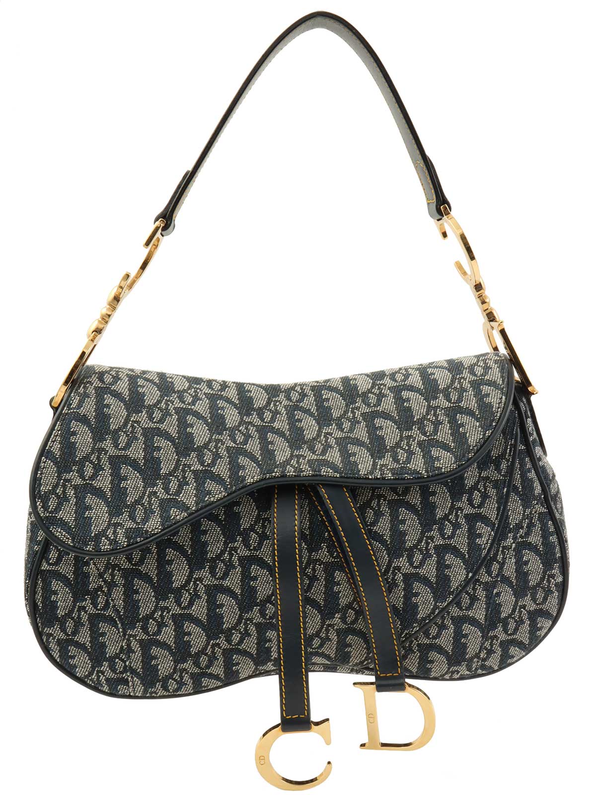 Trotter Pattern Double Saddle Bag Navy