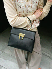 Gancini Plate 2-Way Bag Black
