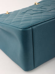 2004 Caviar Skin CC Mark Stitch Chain Tote Bag in Indigo Blue