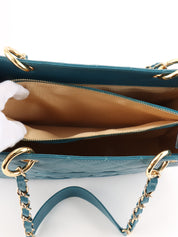 2004年頃製 キャビアスキンCCマークステッチチェーントートバッグ インディゴブルー