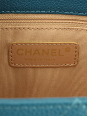 2004年頃製 キャビアスキンCCマークステッチチェーントートバッグ インディゴブルー