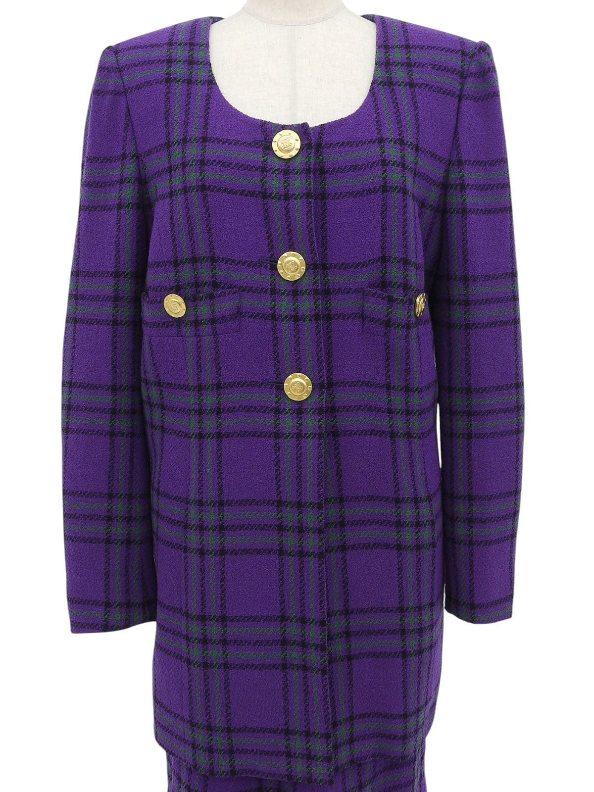 ロゴボタンノーカラーセットアップ パープル/グリーン