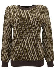 Wool Trotter Pattern Sweater in Brown/Beige