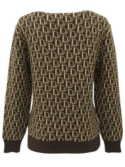 Wool Trotter Pattern Sweater in Brown/Beige