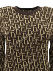 Wool Trotter Pattern Sweater in Brown/Beige