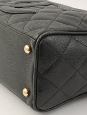 2003 Caviar Skin CC Mark Stitch Mini Boston Bag in Black
