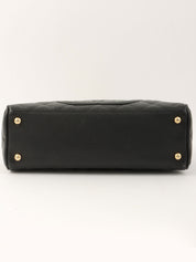 2003 Caviar Skin CC Mark Stitch Mini Boston Bag in Black
