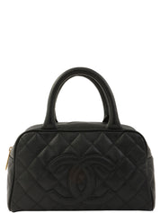 2003 Caviar Skin CC Mark Stitch Mini Boston Bag in Black