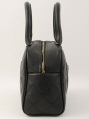 2003 Caviar Skin CC Mark Stitch Mini Boston Bag in Black