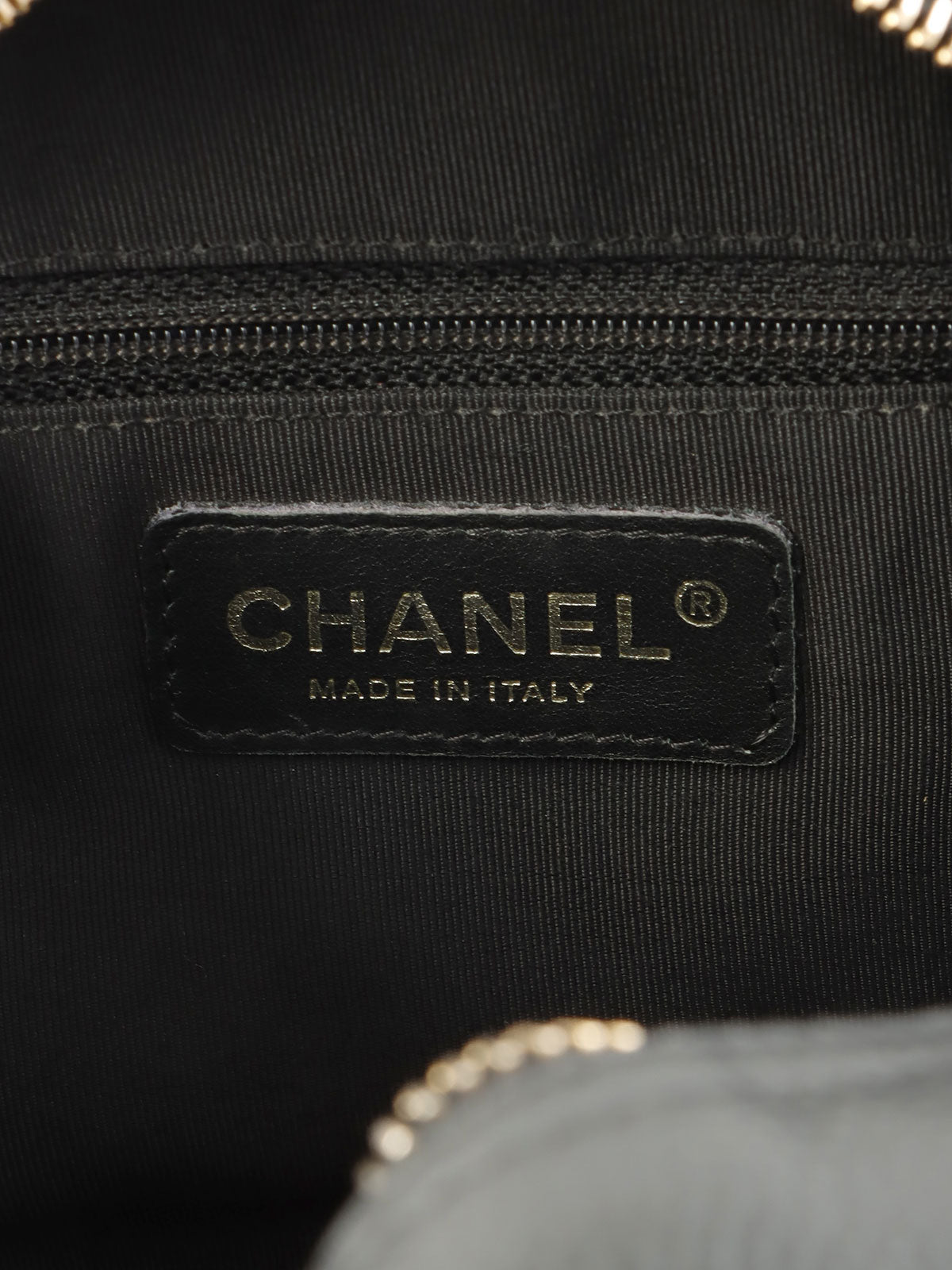 2003 Caviar Skin CC Mark Stitch Mini Boston Bag in Black