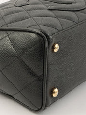 2003 Caviar Skin CC Mark Stitch Mini Boston Bag in Black