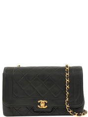 Around 1990 Made Matelasse Stitch CC Turn-lock Chain Shoulder Bag Black