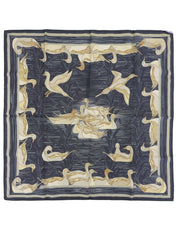 Carré 90 La Mareaux Canards Pattern Scarf Black/Multi