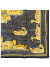 Carré 90 La Mareaux Canards Pattern Scarf Black/Multi
