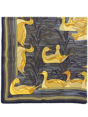 カレ90 La Mareaux Canardsパターンスカーフ ブラック/マルチ