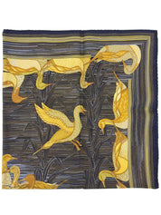 カレ90 La Mareaux Canardsパターンスカーフ ブラック/マルチ