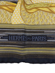 Carré 90 La Mareaux Canards Pattern Scarf Black/Multi
