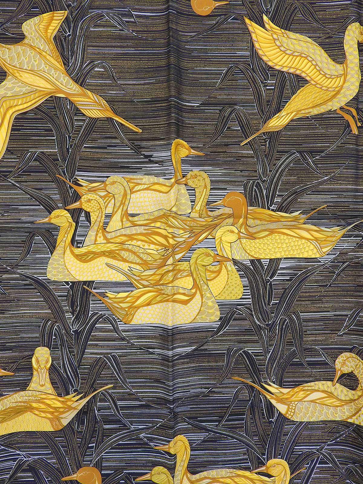 カレ90 La Mareaux Canardsパターンスカーフ ブラック/マルチ