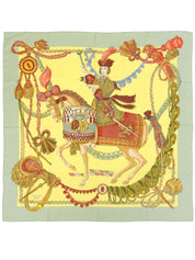 カレ90 Le Timbalierパターンスカーフ イエロー/カーキ/マルチ