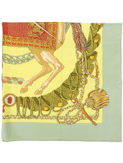 Carré 90 Le Timbalier 图案围巾黄色/卡其色/多色