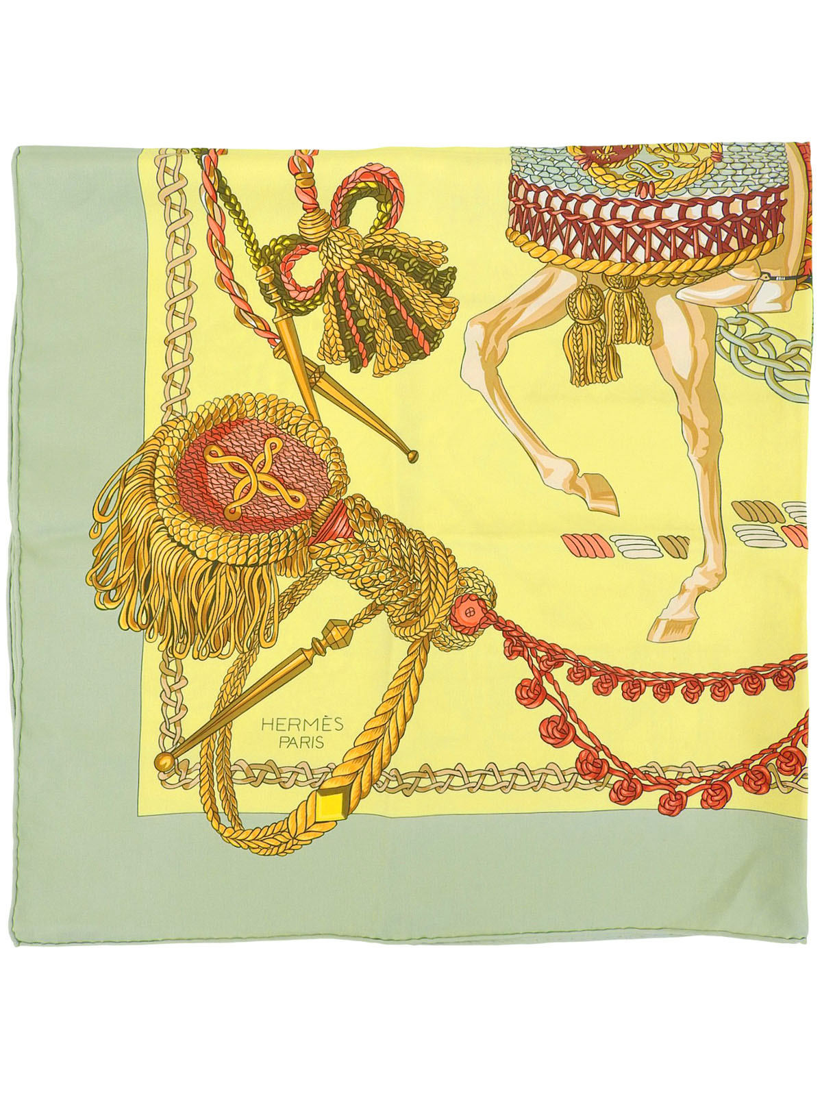 Carré 90 Le Timbalier 图案围巾黄色/卡其色/多色