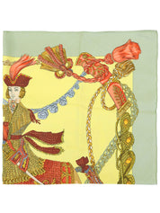 カレ90 Le Timbalierパターンスカーフ イエロー/カーキ/マルチ