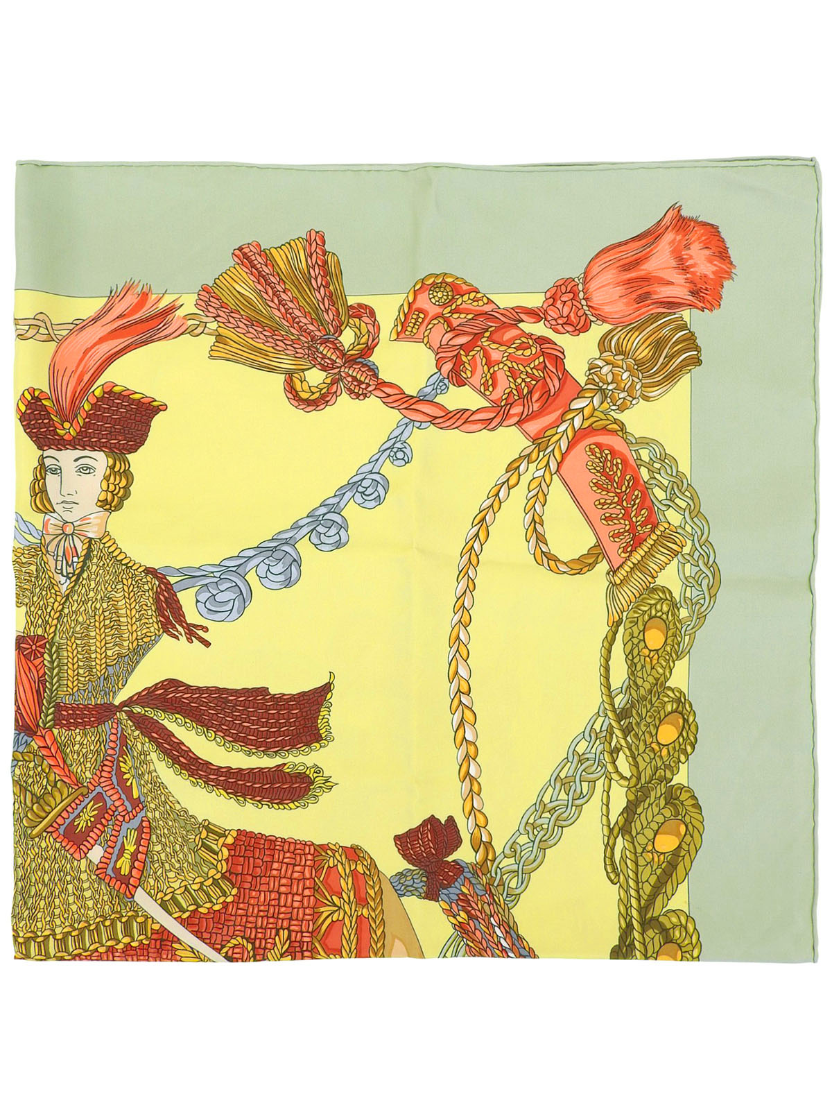 Carré 90 Le Timbalier 图案围巾黄色/卡其色/多色