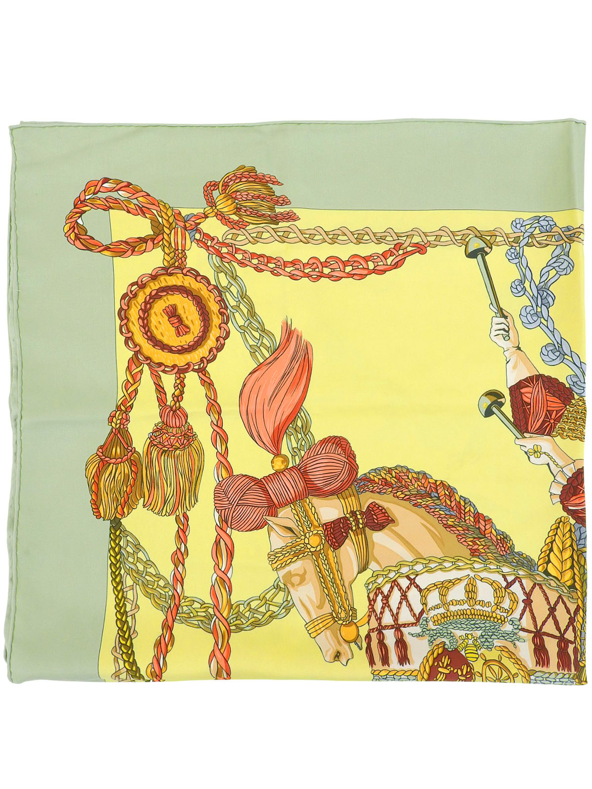 Carré 90 Le Timbalier 图案围巾黄色/卡其色/多色