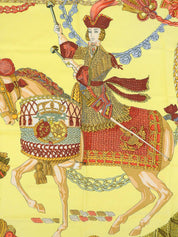 Carré 90 Le Timbalier 图案围巾黄色/卡其色/多色