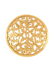 1991 Round CC Mark Cutout Design Brooch Gold