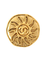 1994年製　ラウンドサンモチーフCCマークブローチ　ゴールド