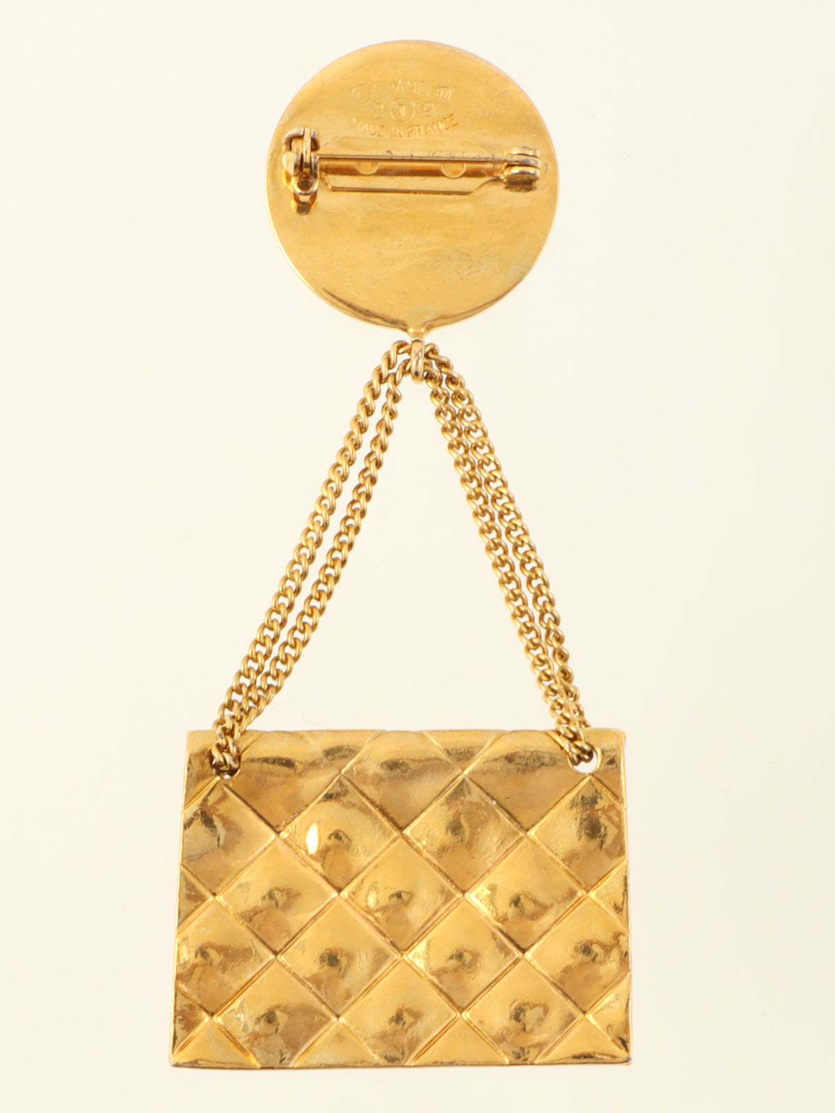 1994 Coin CC Mark Bag Motif Brooch Gold