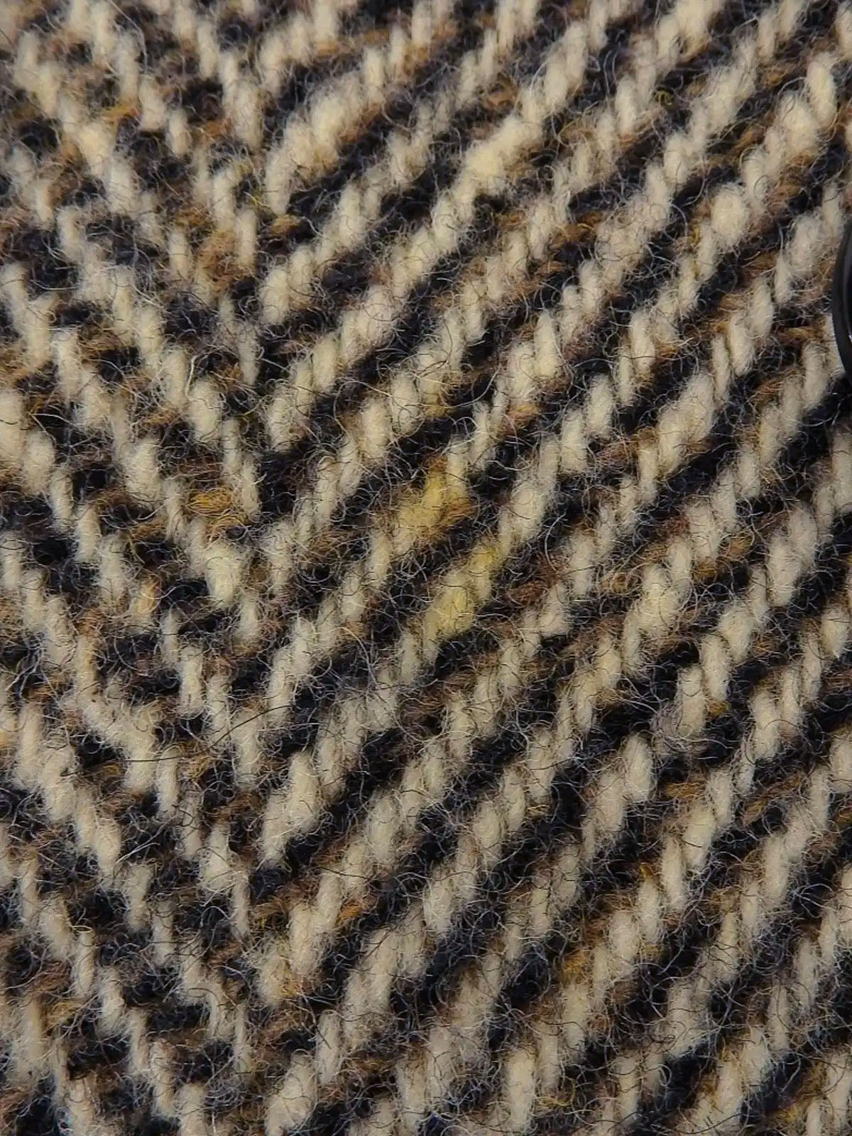 Herringbone Pattern Medusa Button Coat in Beige/Brown