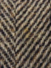 Herringbone Pattern Medusa Button Coat in Beige/Brown