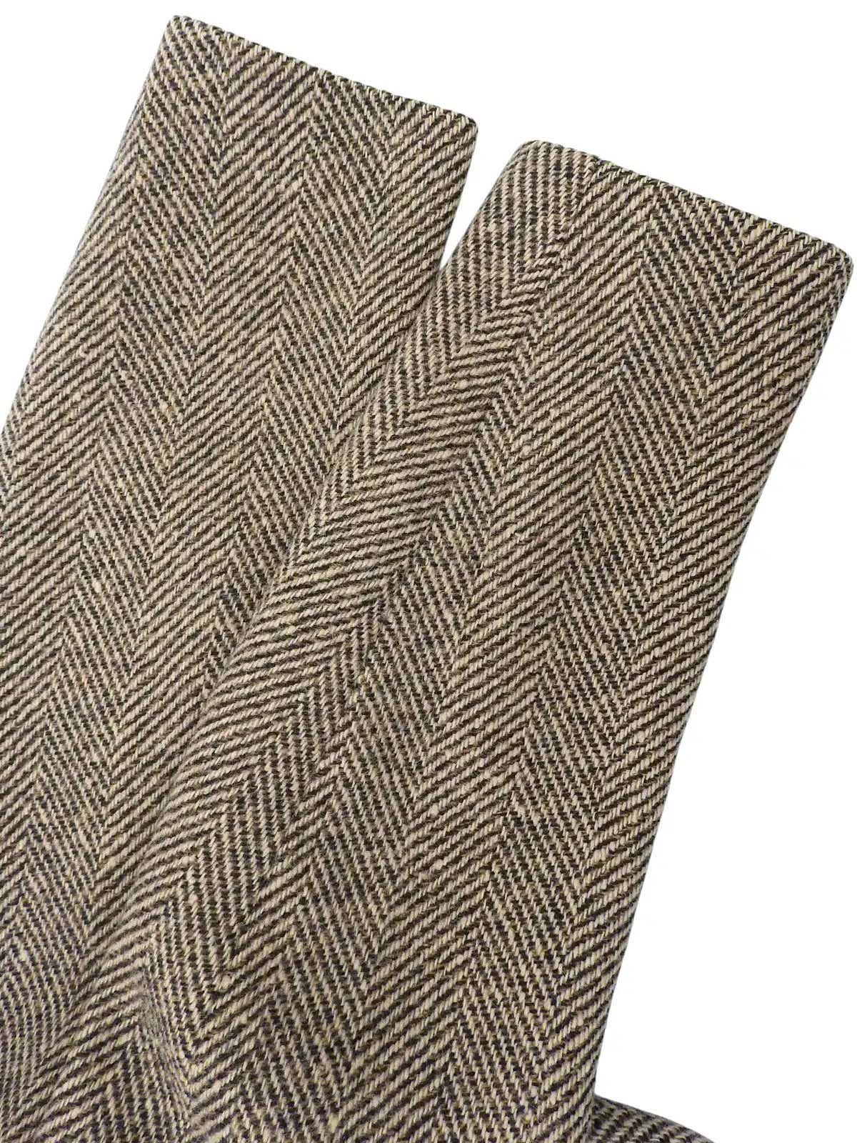 Herringbone Pattern Medusa Button Coat in Beige/Brown