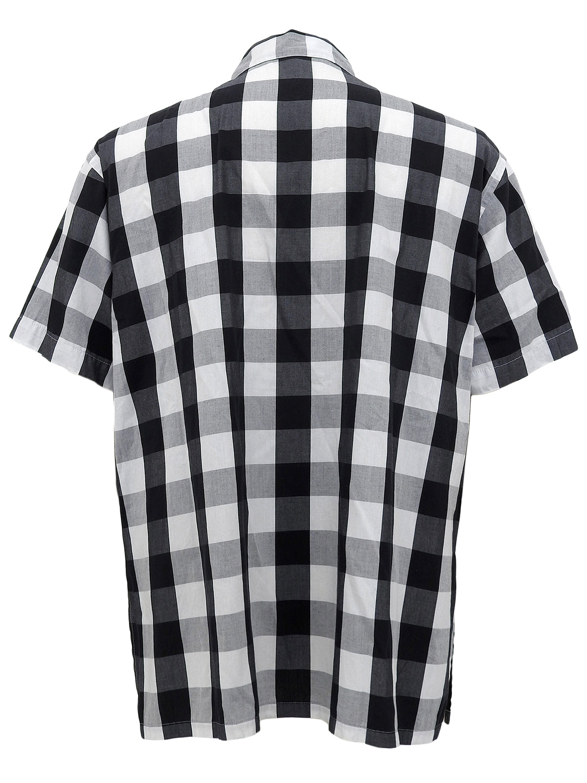 ギンガムチェックパターン半袖シャツ #M ホワイト/ブラック