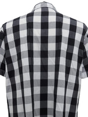 ギンガムチェックパターン半袖シャツ ホワイト/ブラック