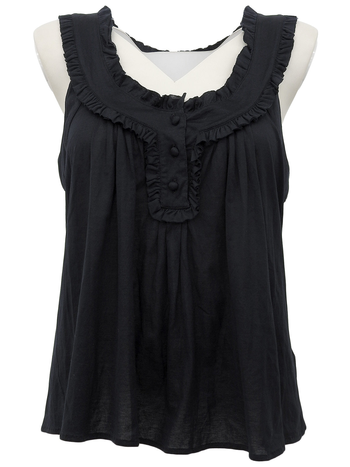 Cotton sleeveless top in black