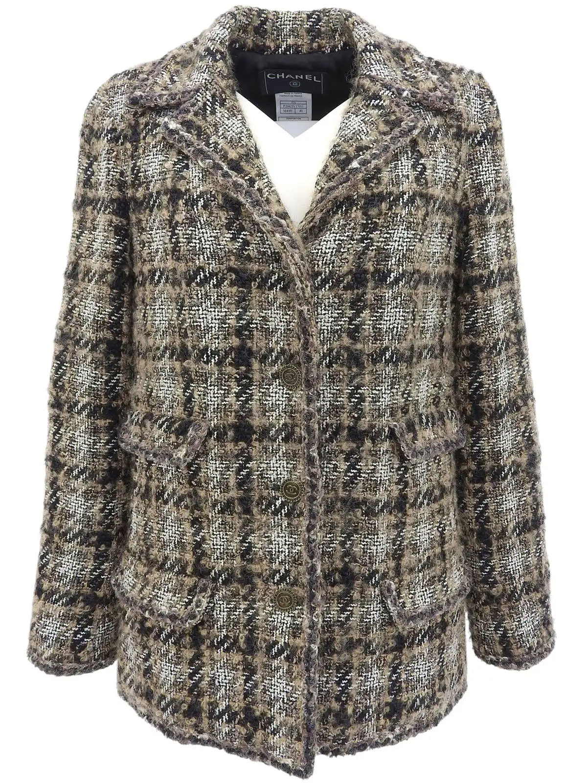2005 Tweed CC Mark Button Jacket #40 Brown/Black/White