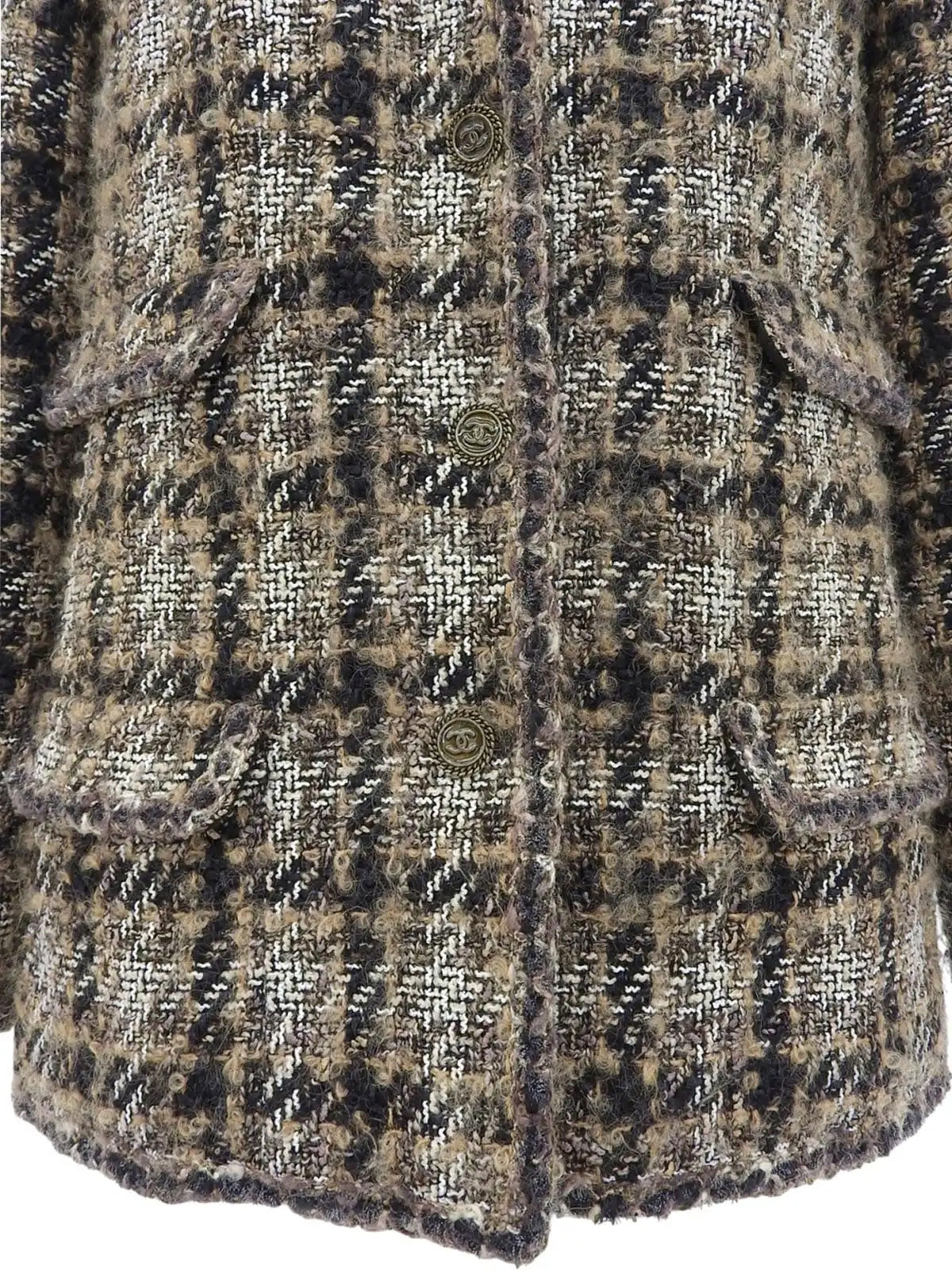 2005 Tweed CC Mark Button Jacket in Brown/Black/White
