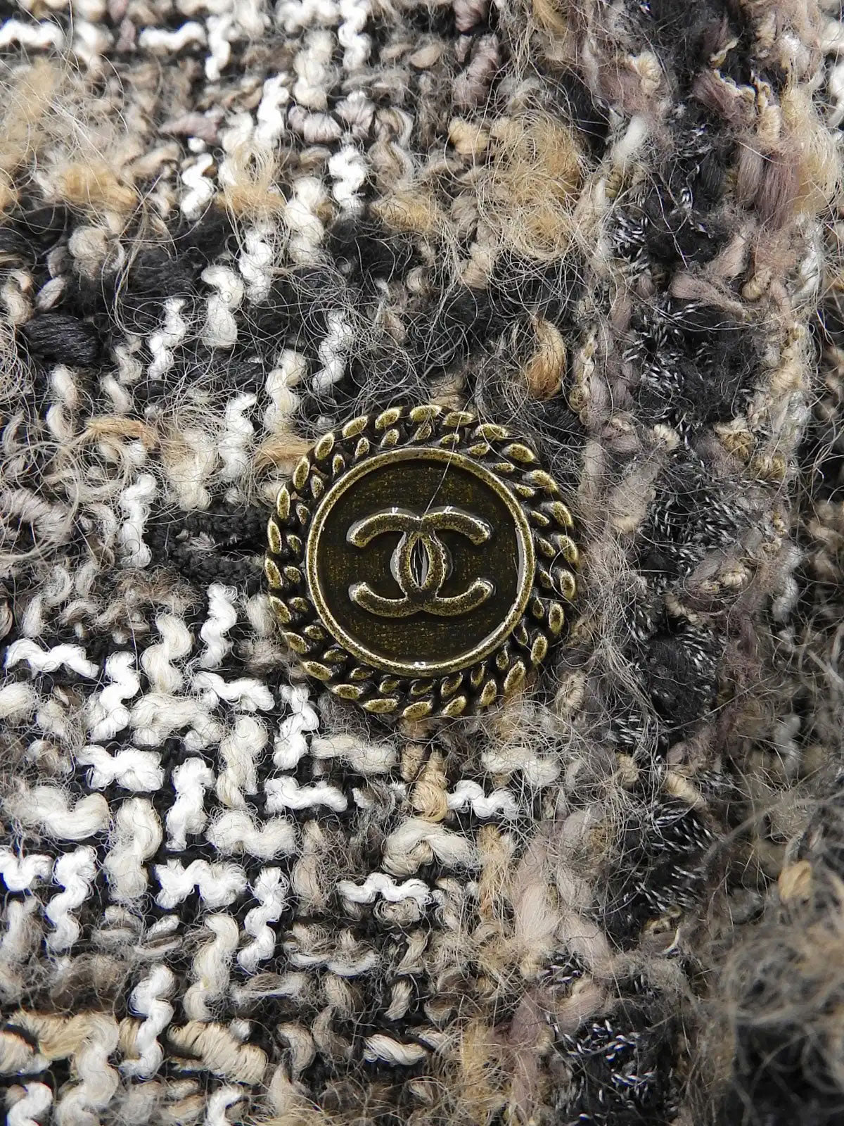 2005 Tweed CC Mark Button Jacket in Brown/Black/White