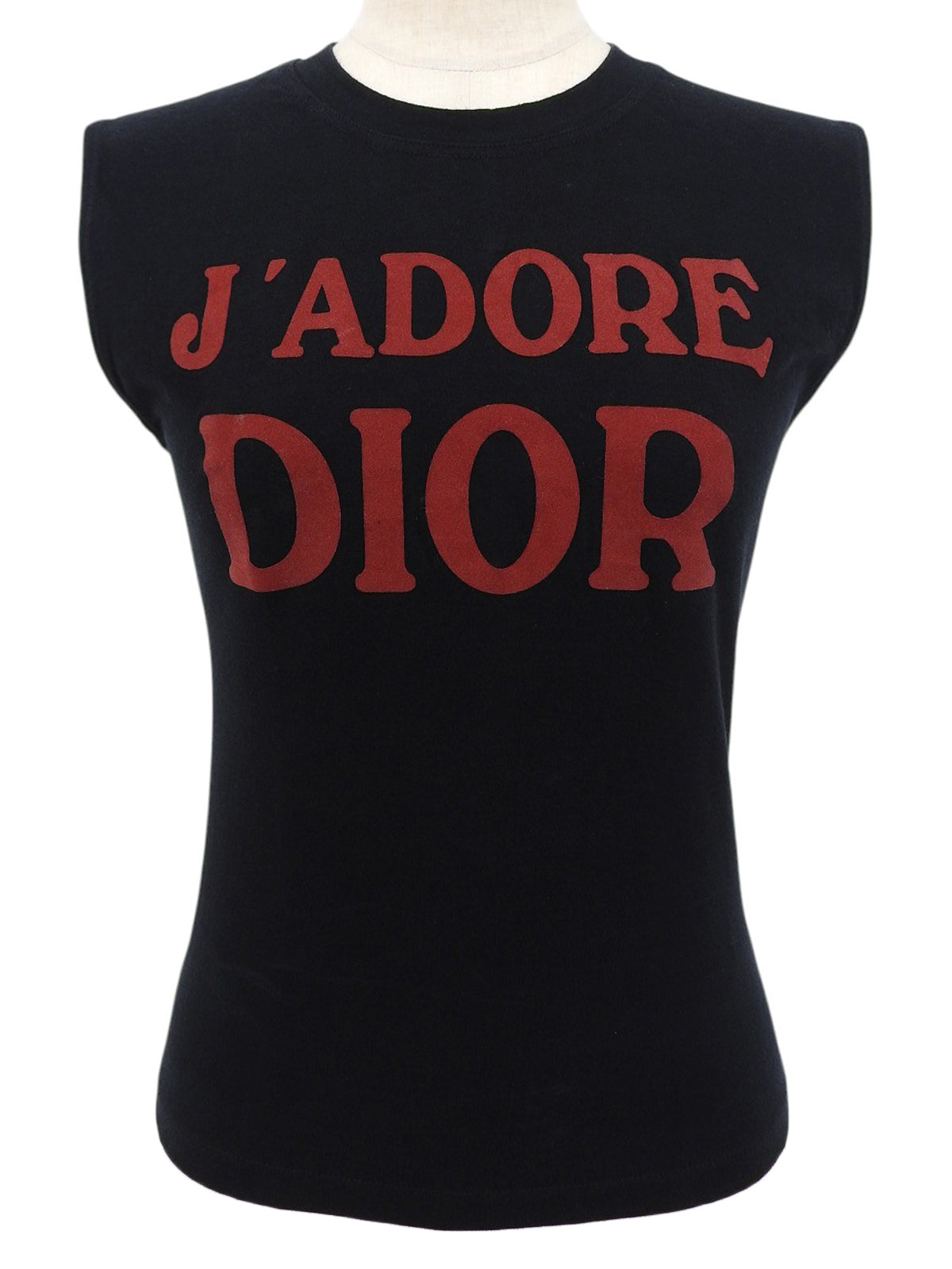 ロゴプリントノースリーブトップス ブラック