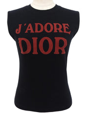 ロゴプリントノースリーブトップス ブラック