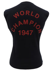 ロゴプリントノースリーブトップス ブラック