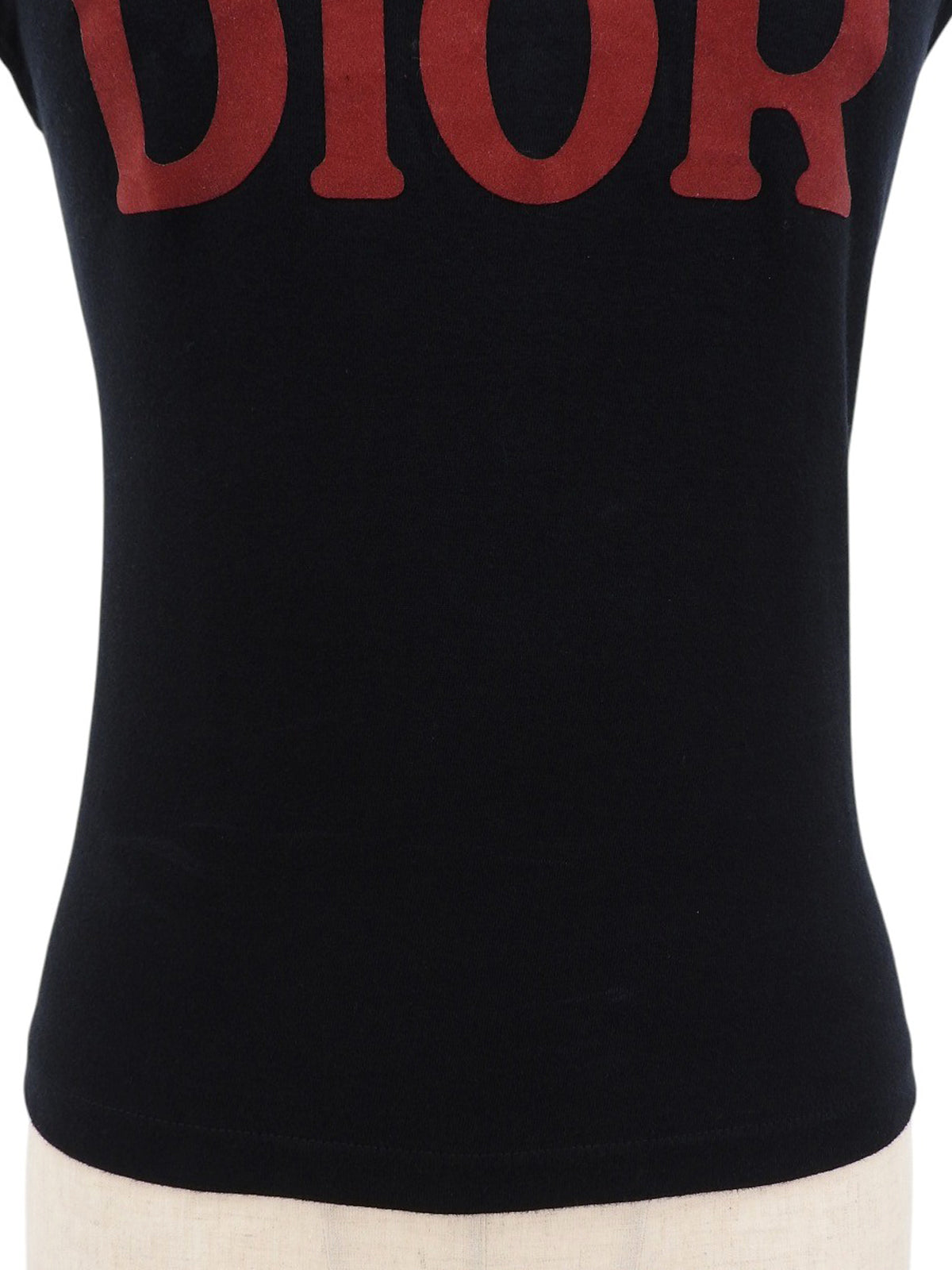 ロゴプリントノースリーブトップス ブラック