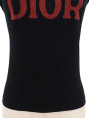 ロゴプリントノースリーブトップス ブラック